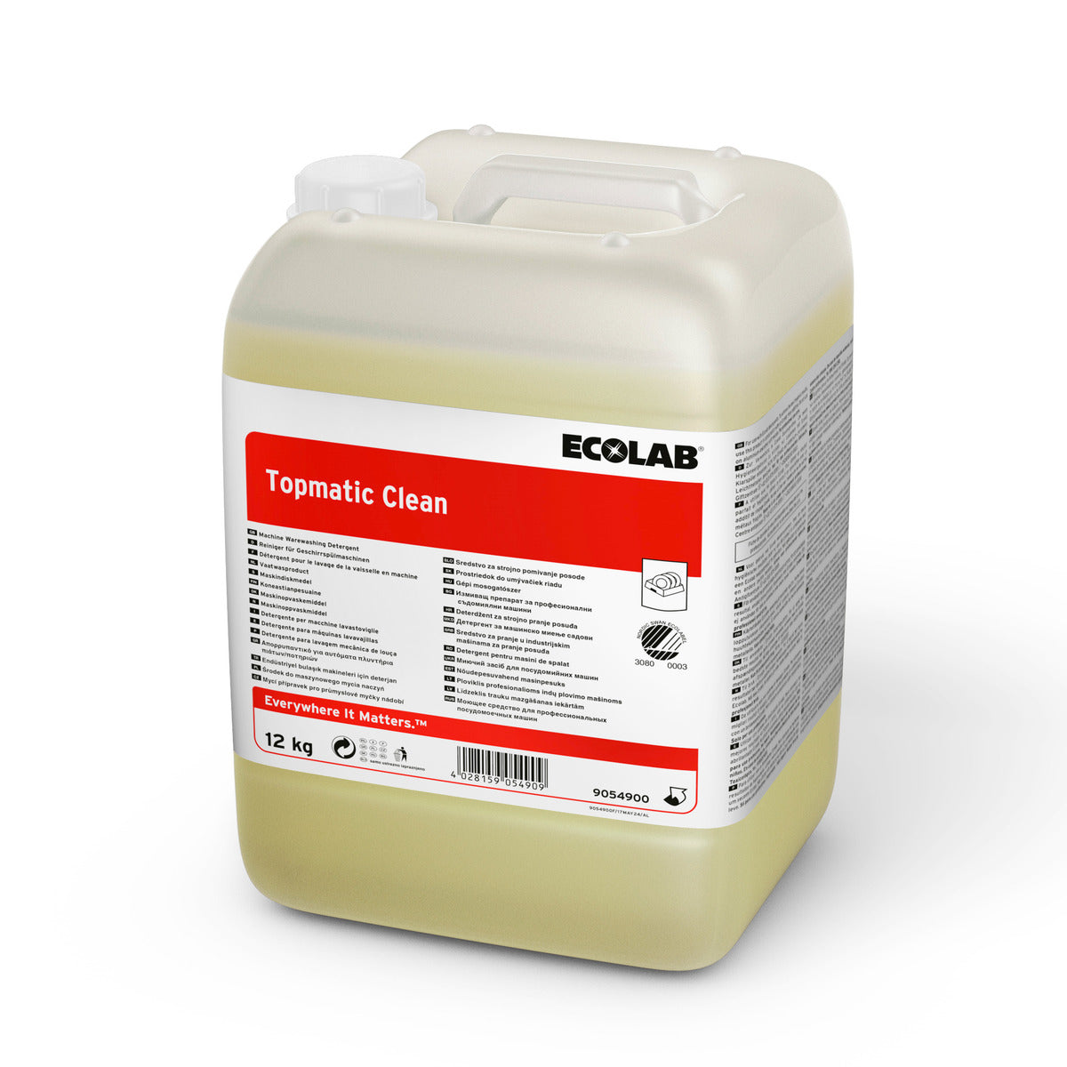 DETERGENT LIQUIDE VAISSELLE ECOLAB TOPMATIC CLEAN ECOLABEL NS 12KG