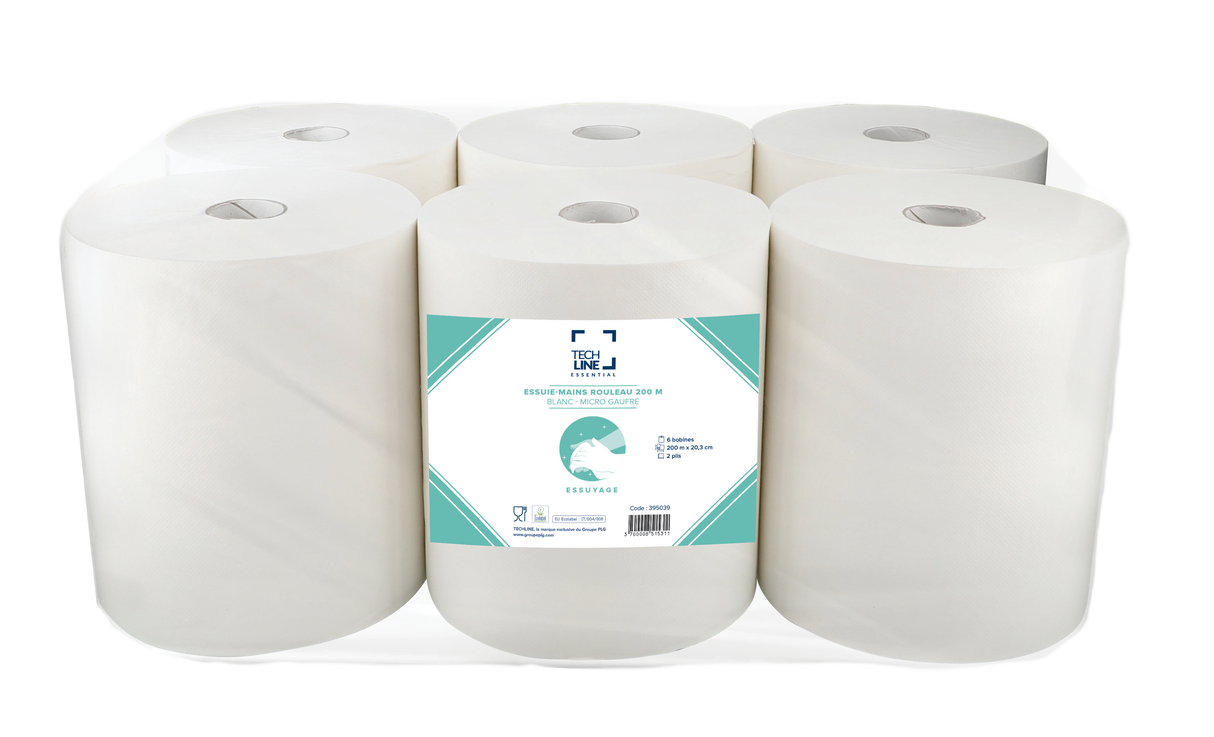 ESSUIE-MAINS ROULEAU TECHLINE BLANC 200M 2 PLIS ECOLABEL X6
