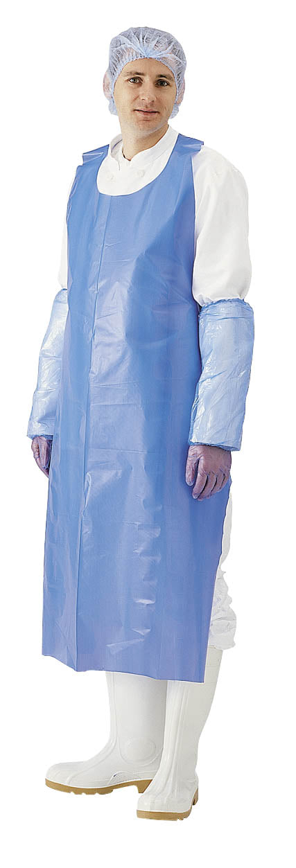 TABLIER POLYETHYLÈNE 135X70CM 25µ BLEU SACHET X100