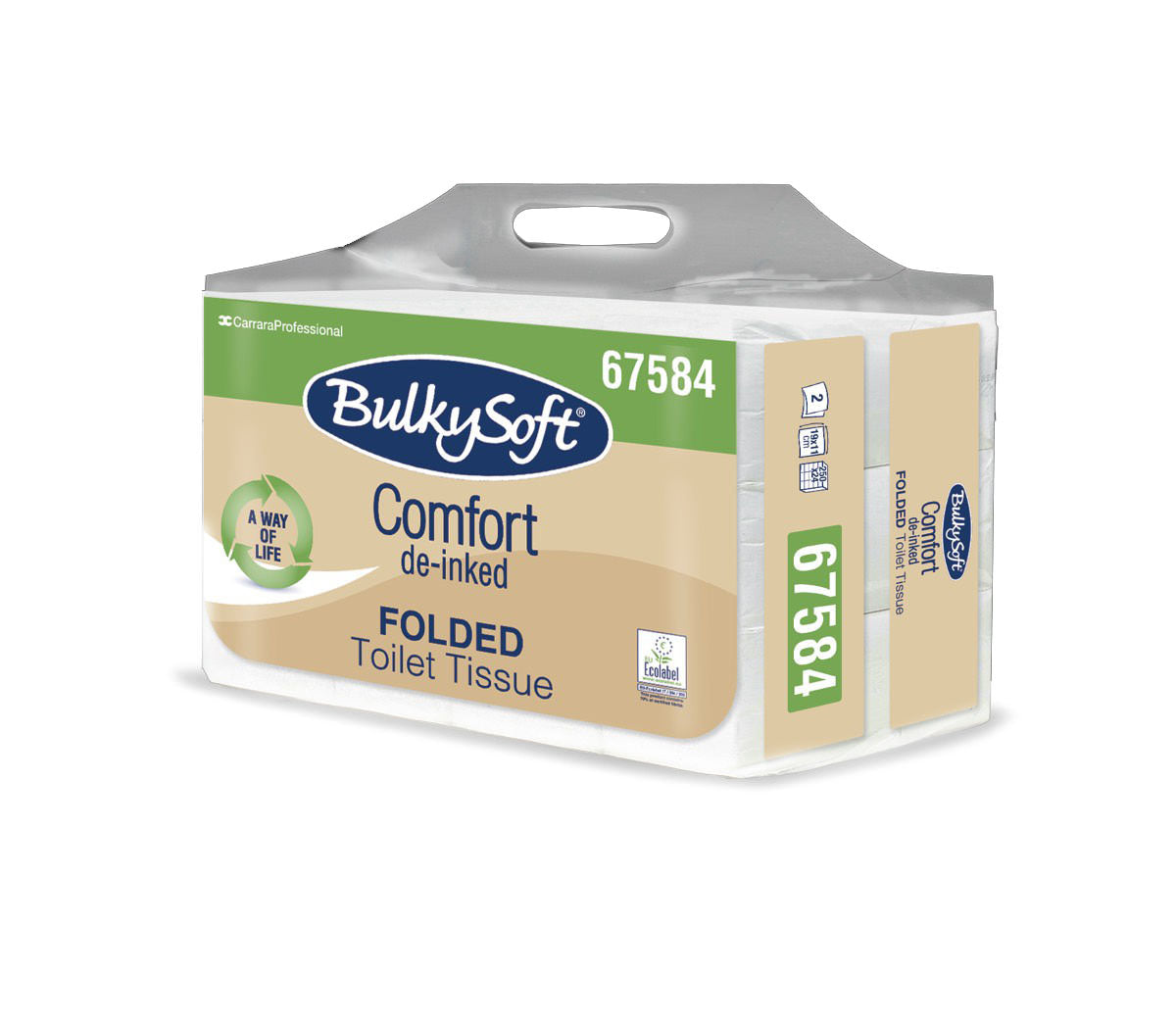 PAPIER TOILETTE PLIÉ BULKYSOFT® BLANC 250 FORMATS 2 PLIS ECOLABEL X24