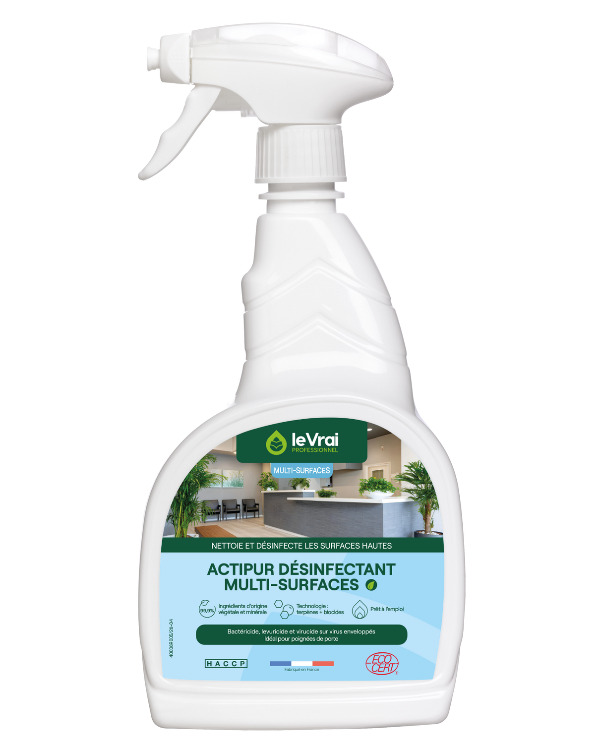 DETERGENT DESINFECTANT MULTI SURFACES ACTIPUR LE VRAI PROFESSIONNEL ECOCERT 750ML