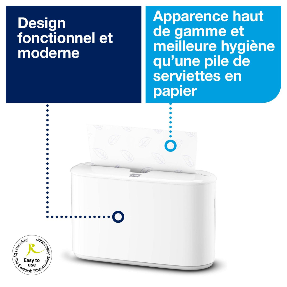 DISTRIBUTEUR D’ESSUIE-MAINS PLIÉS PORTABLE TORK® XPRESS H2 BLANC