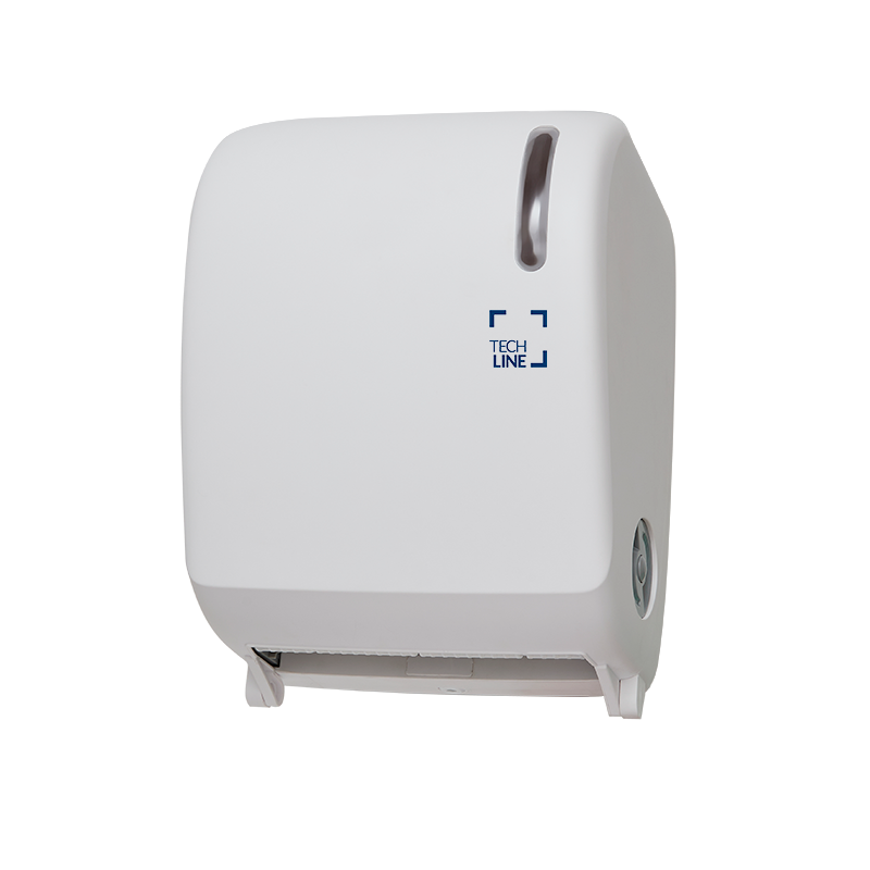 DISTRIBUTEUR D’ESSUIE-MAINS ROULEAUX À DÉCOUPE AUTOMATIQUE TECHLINE BLANC