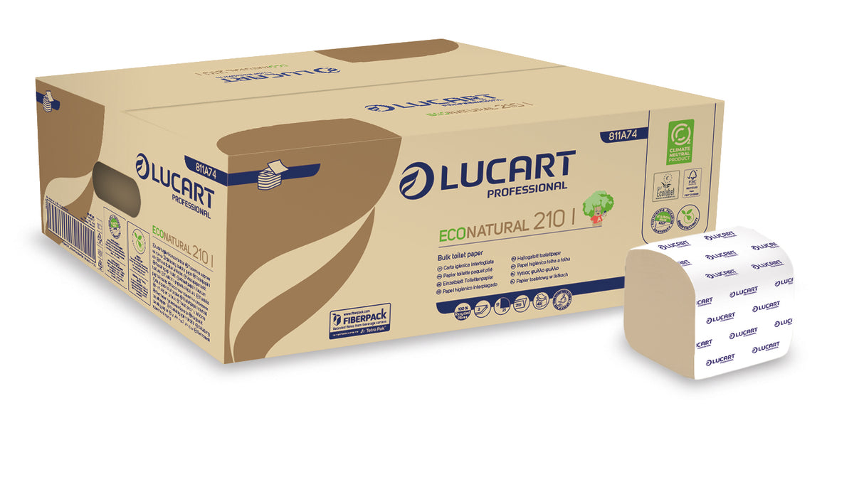 PAPIER TOILETTE PLIÉ ECONATURAL HAVANE 210 FORMATS 2 PLIS ECOLABEL X40