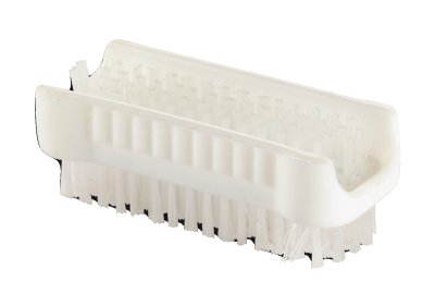 BROSSE A ONGLES 2 FACES FIBRES NYLON MONTURE BLANC