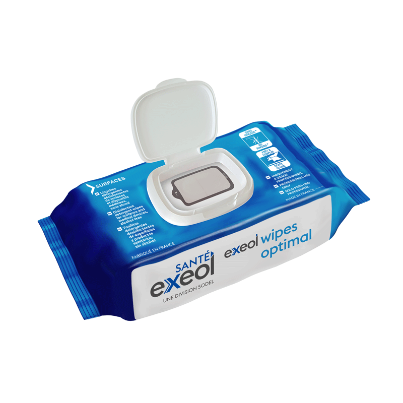 LINGETTES NETTOYANTES DESINFECTANTES EXEOL WIPES OPTIMAL X100