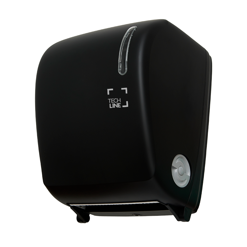 DISTRIBUTEUR D’ESSUIE-MAINS ROULEAUX À DÉCOUPE AUTOMATIQUE TECHLINE NOIR