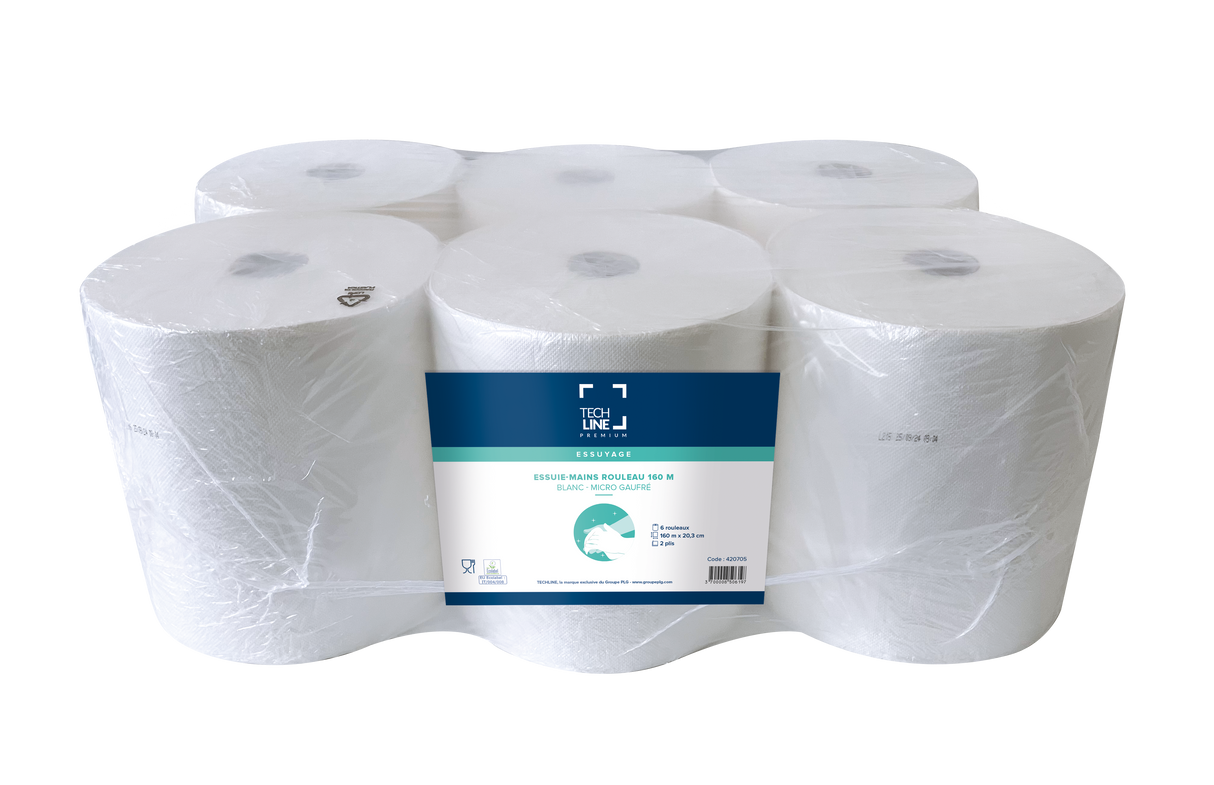 ESSUIE-MAINS ROULEAU TECHLINE BLANC 160M 2 PLIS ECOLABEL X6