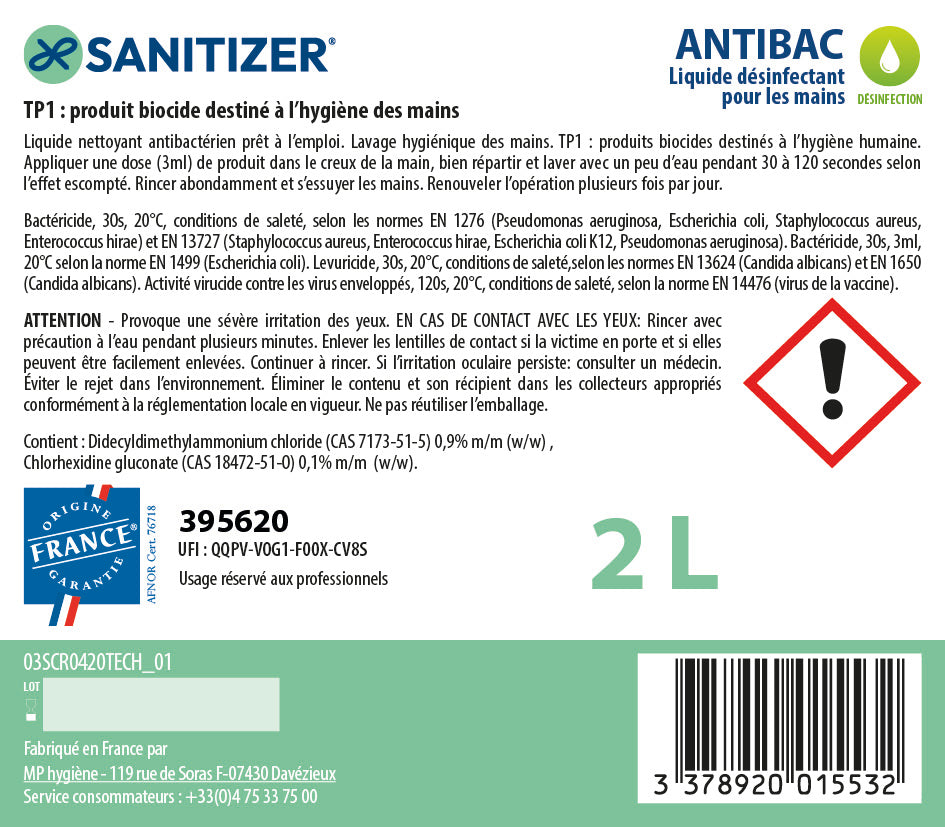 SAVON ANTIMICROBIEN ANTIBAC CARTOUCHE PLG 2L X6