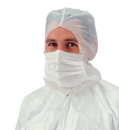 HEAUME POLYPROPYLÈNE ÉLASTIQUE ET MASQUE INTÉGRÉ BLANC X50