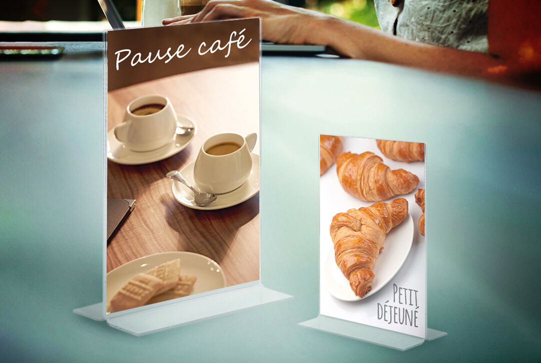 PORTE-AFFICHE EN ACRYLIQUE VERTICAL FORMAT A5