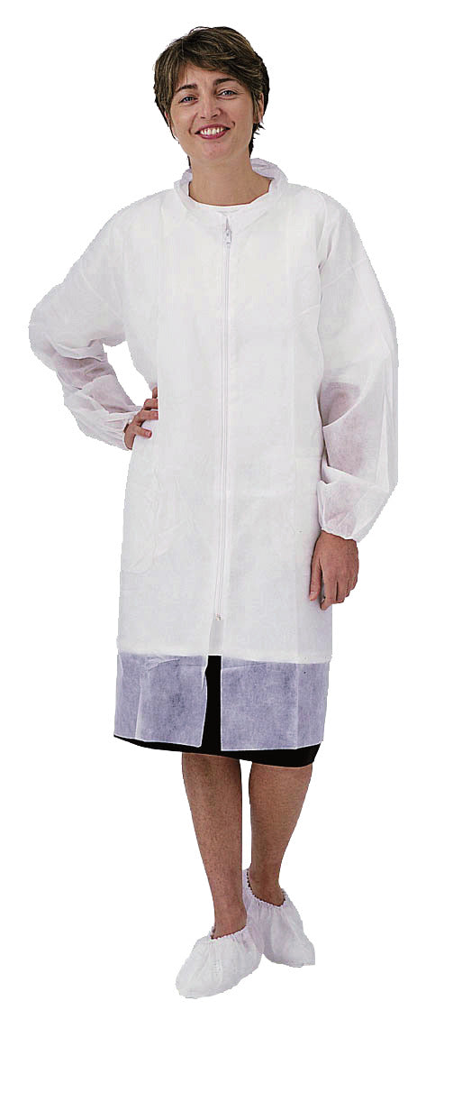 BLOUSE ZIP BLANC SANS POCHES POLYPROPYLÈNE 40G TAILLE XL X50