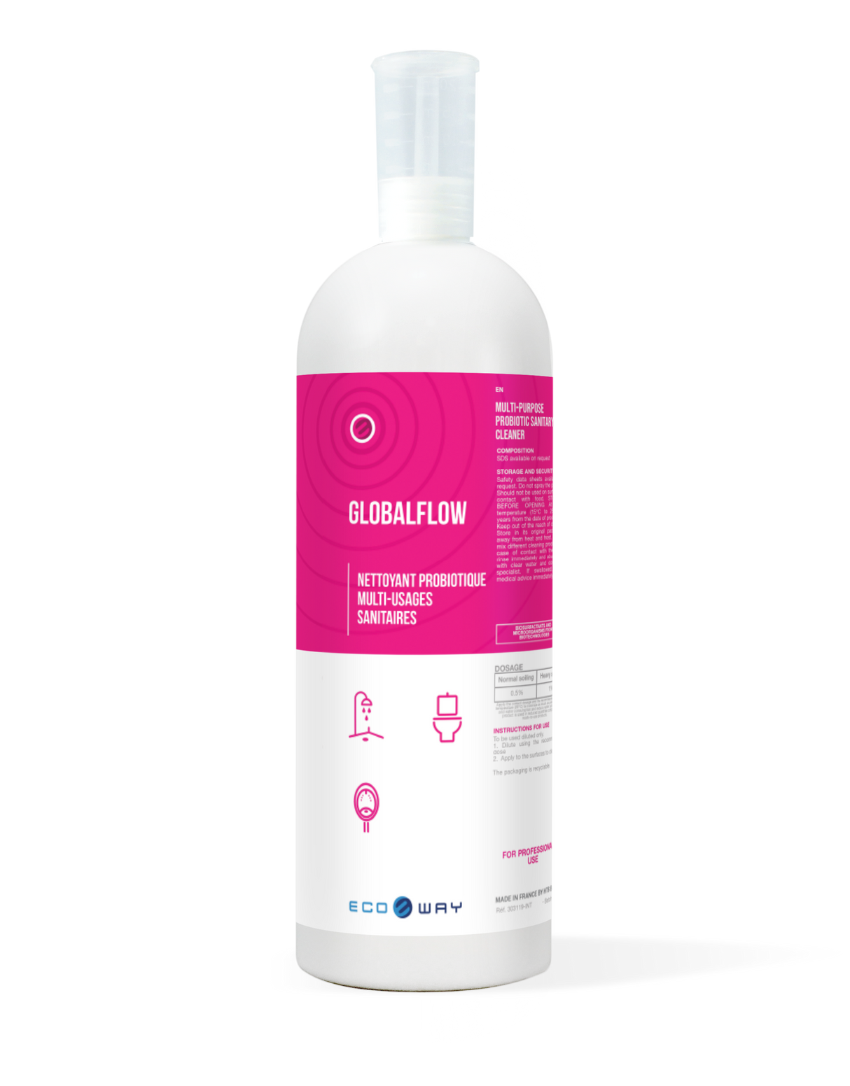 NETTOYANT PROBIOTIQUE SANITAIRES GLOBALFLOW ECOLABEL 1L
