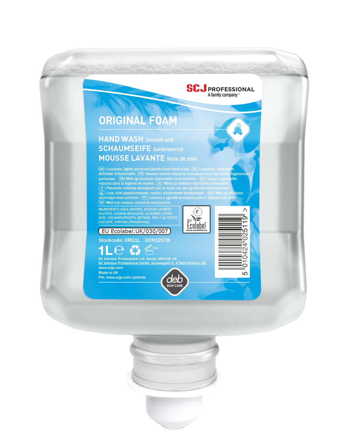 SAVON MOUSSE MAINS & CORPS ORIGINAL FOAM CARTOUCHE 1L X6