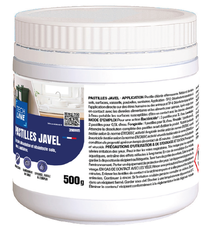 JAVEL PASTILLES TECHLINE BOITE 500G