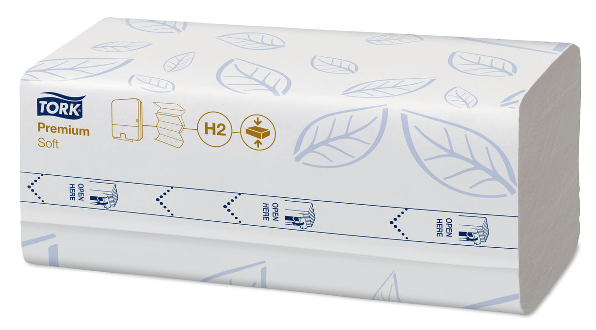 ESSUIE-MAINS COMPRESSÉS PLIÉS EN M TORK XPRESS® H2 PREMIUM BLANC 32X21,2CM 170 FORMATS 2 PLIS ECOLABEL X12