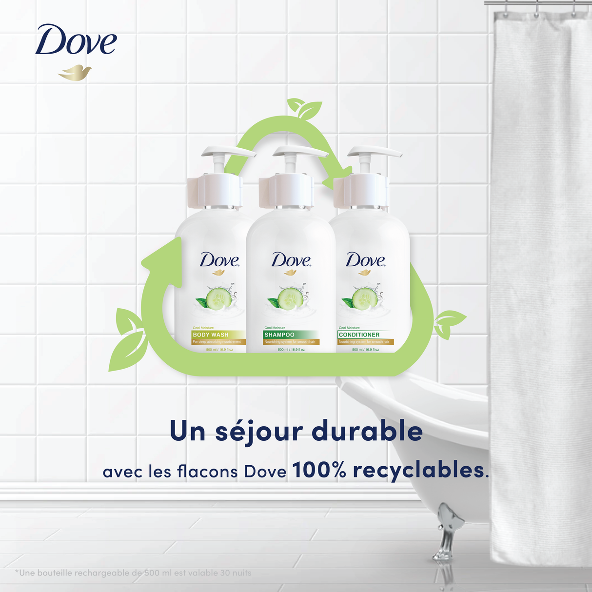 SAVON MAINS CONCOMBRE DOVE 500ML FLACON X24