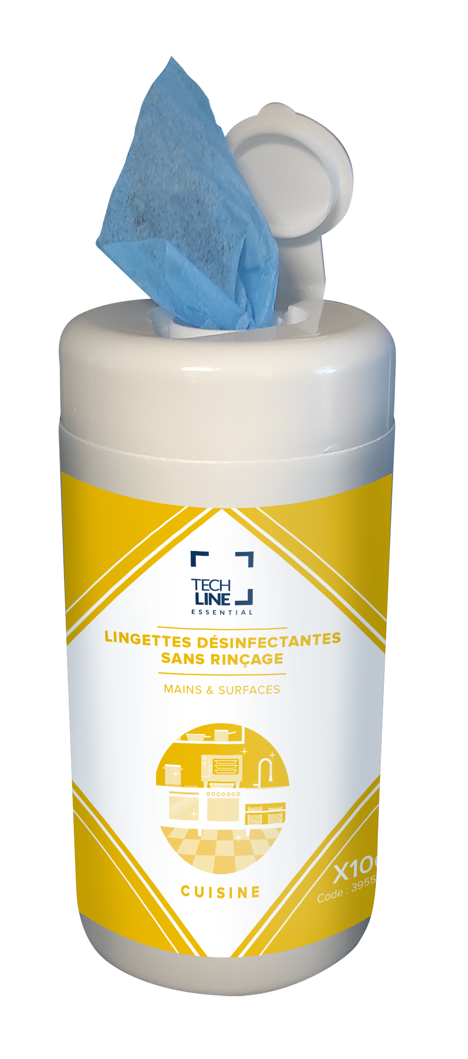 LINGETTES DESINFECTANTES SURFACES ALIMENTAIRES TECHLINE X100