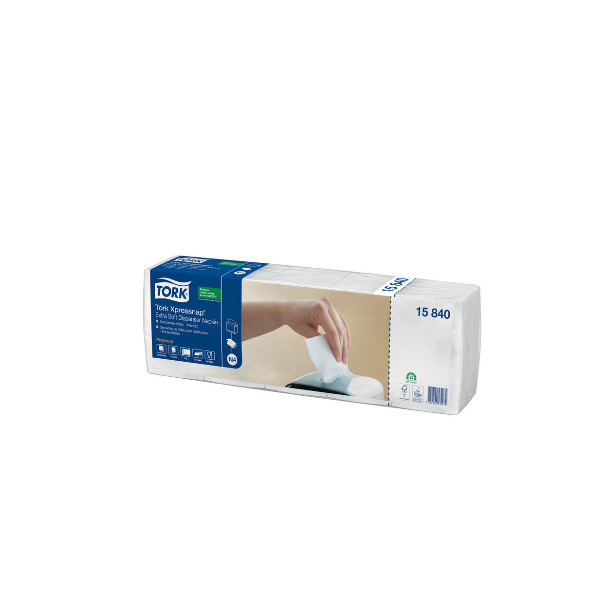 SERVIETTE POUR DISTRIBUTEUR 21.3X33CM TORK® XPRESSNAP® N4 2 PLIS BLANC X4000
