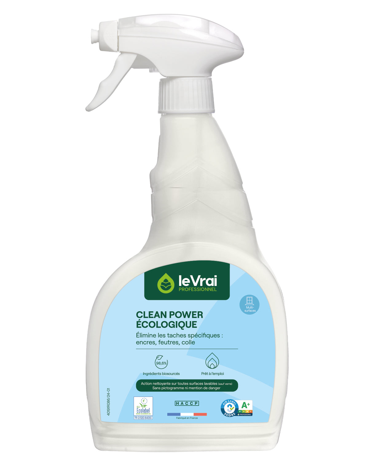 DETACHANT MULTI SURFACES CLEAN POWER ECOLABEL LE VRAI PROFESSIONNEL750ML