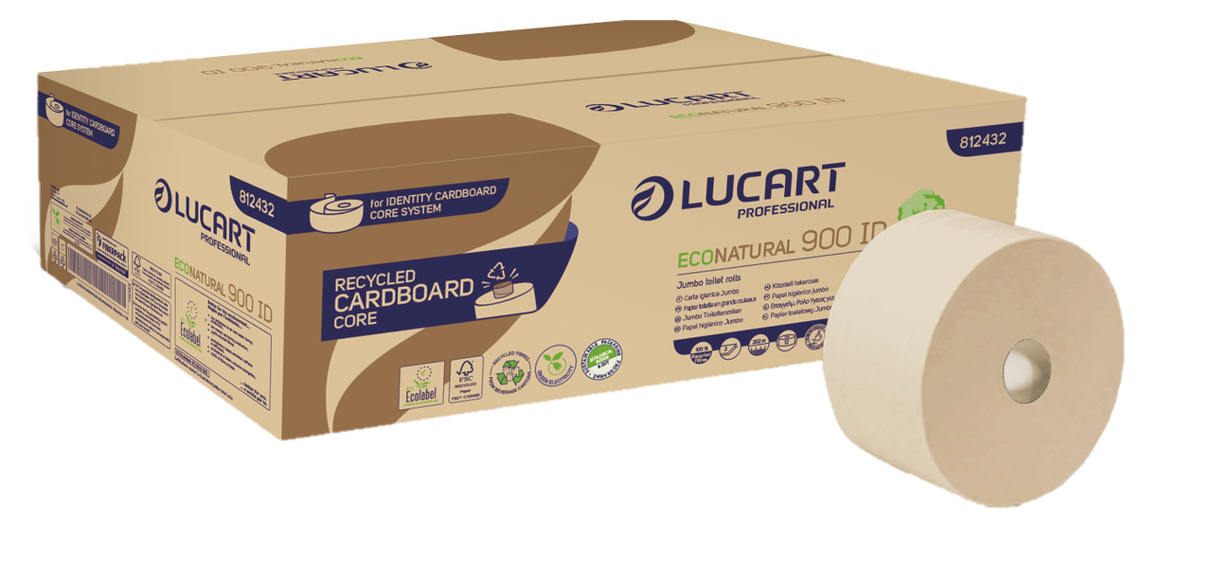 PAPIER TOILETTE JUMBO ECONATURAL IDENTITY HAVANE 202M 2 PLIS ECOLABEL X12