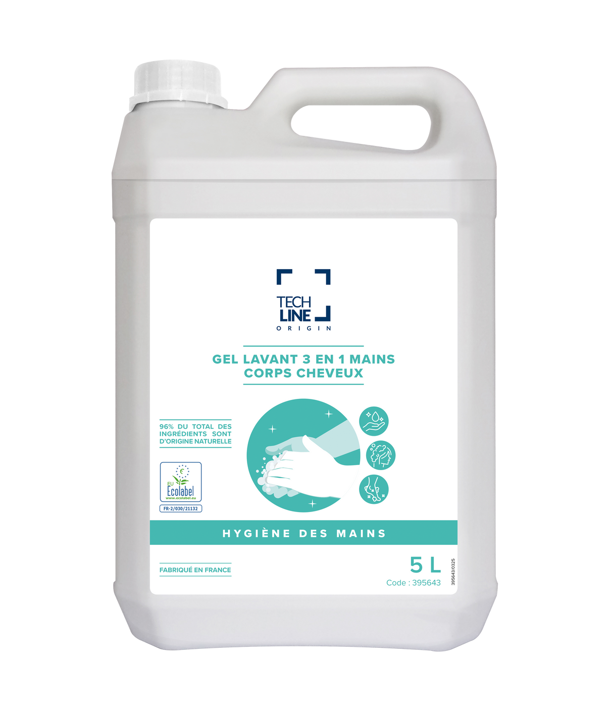 SAVON MAINS CORPS & CHEVEUX TECHLINE ECOLABEL BIDON 5L