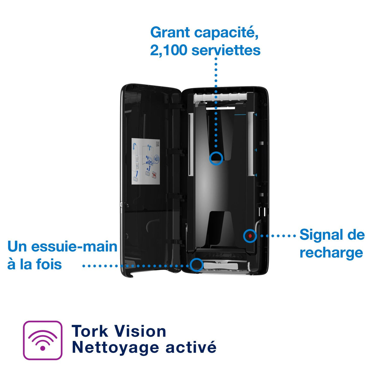 DISTRIBUTEUR D’ESSUIE-MAINS CONTINUS™ TORK® PEAKSERVE® H5 NOIR