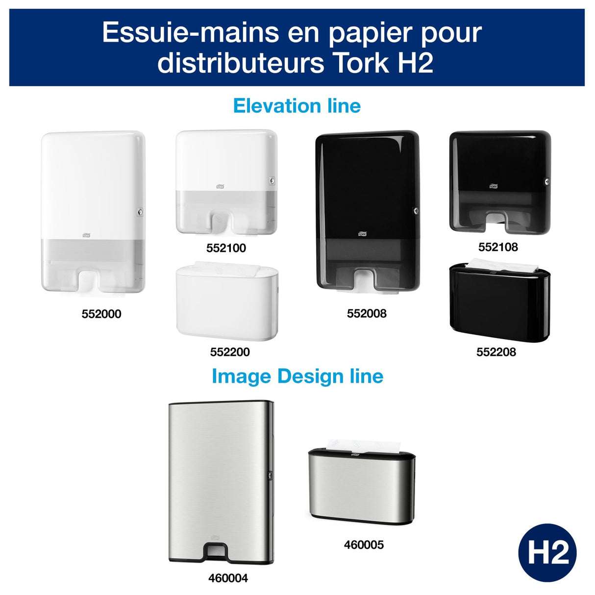 ESSUIE-MAINS PLIÉS EN M TORK® PREMIUM H2 BLANC 34X21.2CM 100 FORMATS 2 PLIS ECOLABEL X21