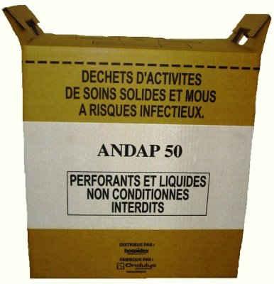 CARTON POUR DECHETS SAC DASRI 50L LIEN COULISSANT X10