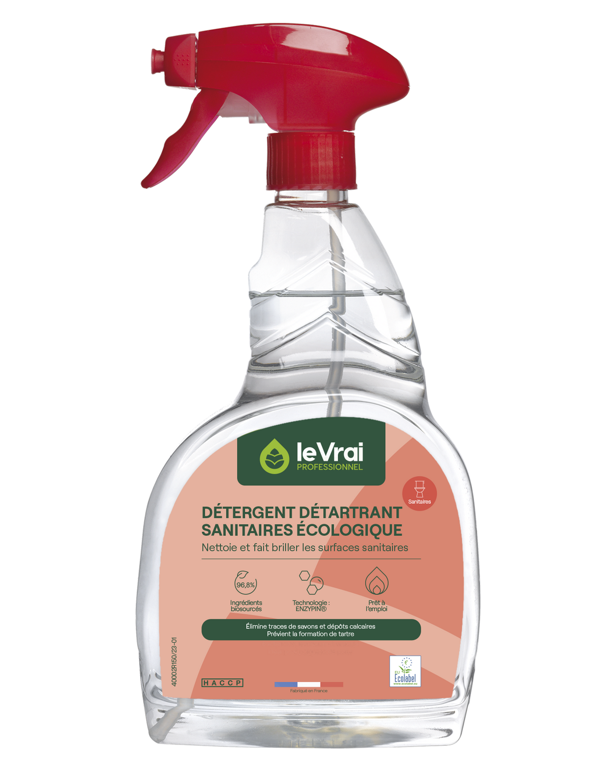DETERGENT DETARTRANT SANITAIRES LE VRAI PROFESSIONNEL ECOLABEL EU 750ML