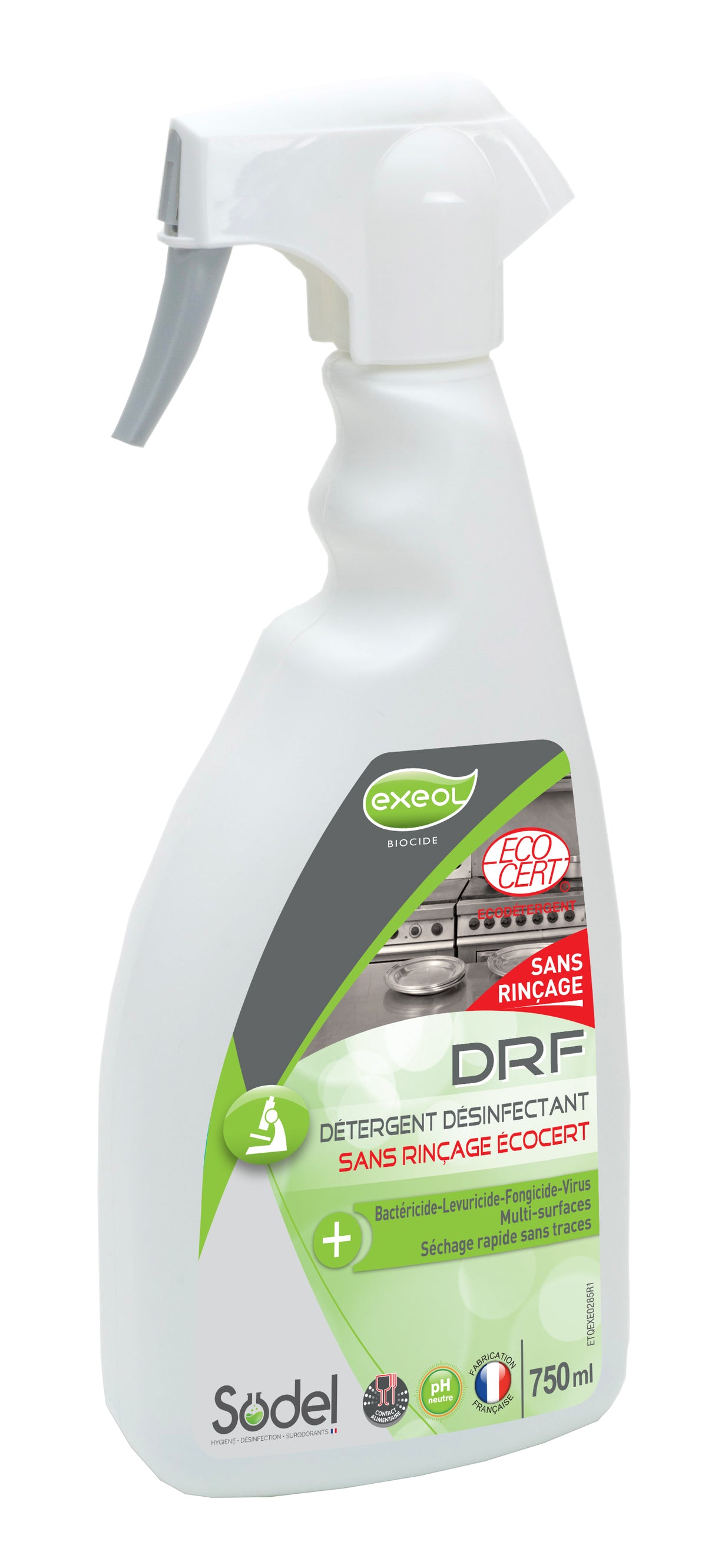 DETERGENT DESINFECTANT SANS RINCAGE EXEOL DRF ECOCERT 750ML