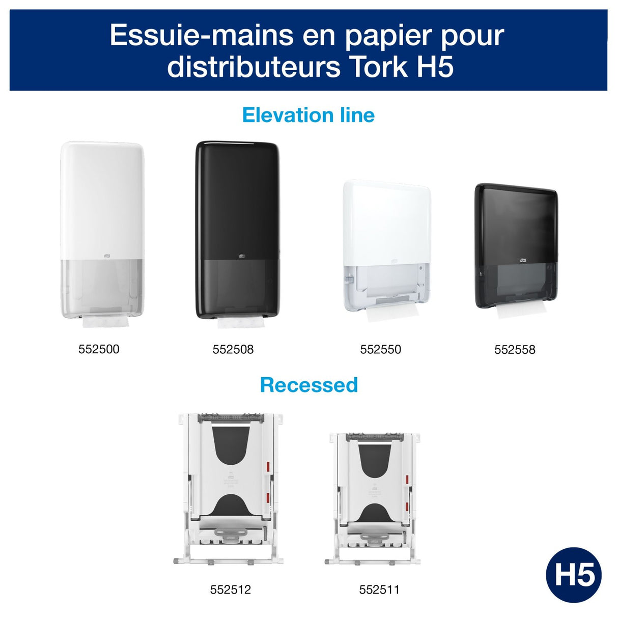 ESSUIE-MAINS CONTINUS TORK PEAKSERVE® H5 BLANC 22.5X20.1CM 1 PLI 410 FORMATS ECOLABEL X12