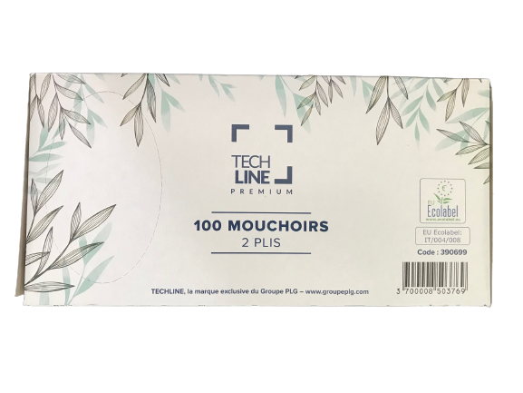 MOUCHOIR BOÎTE RECTANGLE TECHLINE 100 FORMATS 2 PLIS ECOLABEL X40