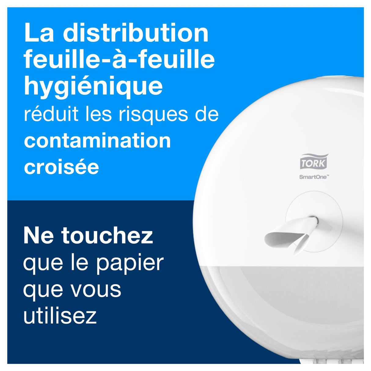DISTRIBUTEUR DE PAPIER TOILETTE À DÉVIDAGE CENTRAL TORK SMARTONE® T9 MINI BLANC