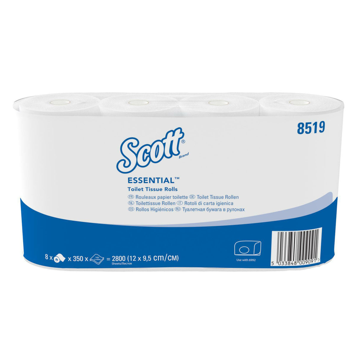 PAPIER TOILETTE PETIT ROULEAU SCOTT® ESSENTIAL™ BLANC 350 FORMATS 2 PLIS ECOLABEL X64