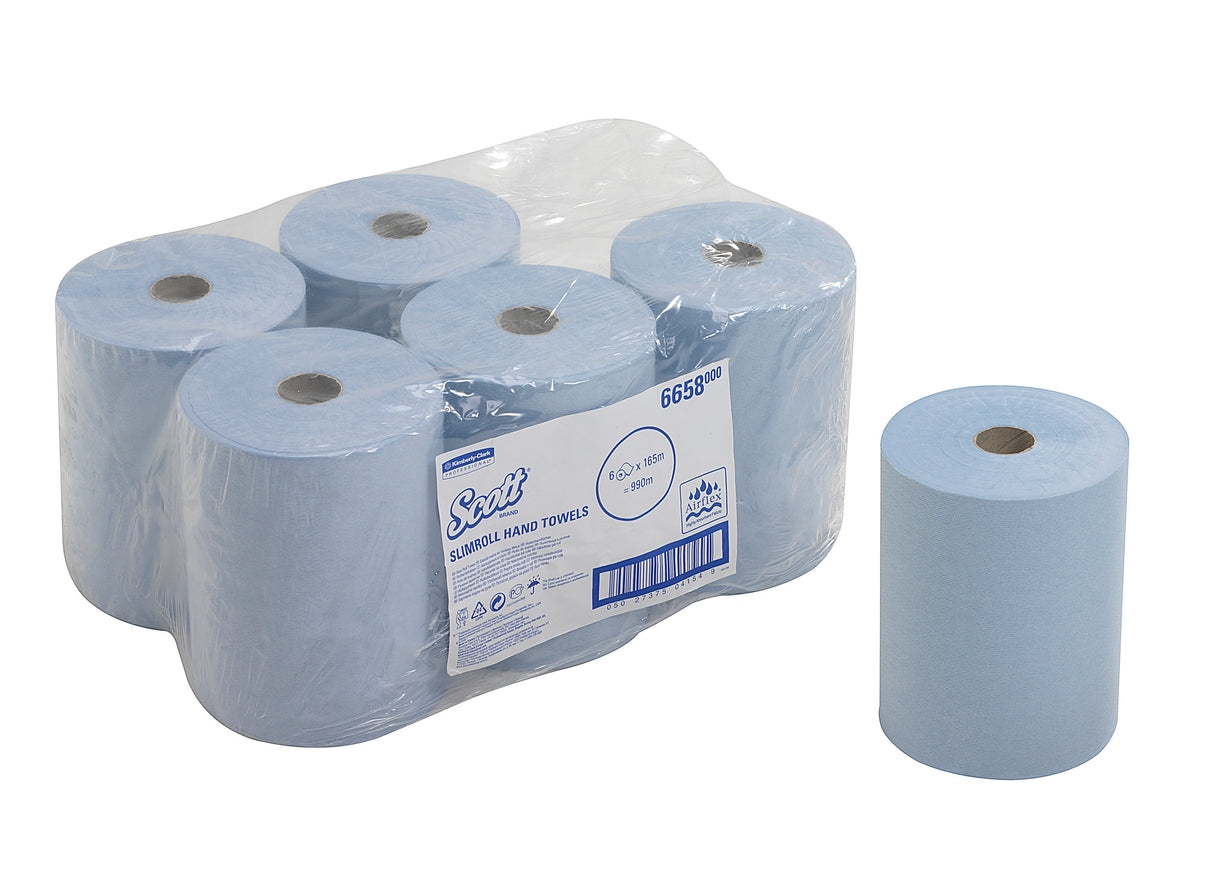 ESSUIE-MAINS ROULEAU SCOTT® SLIMROLL BLEU AIRFLEX 1 PLI 165M ECOLABEL X6