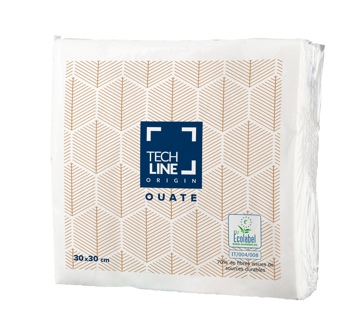 SERVIETTE 30X30CM OUATE TECHLINE 2 PLIS BLANC X4000