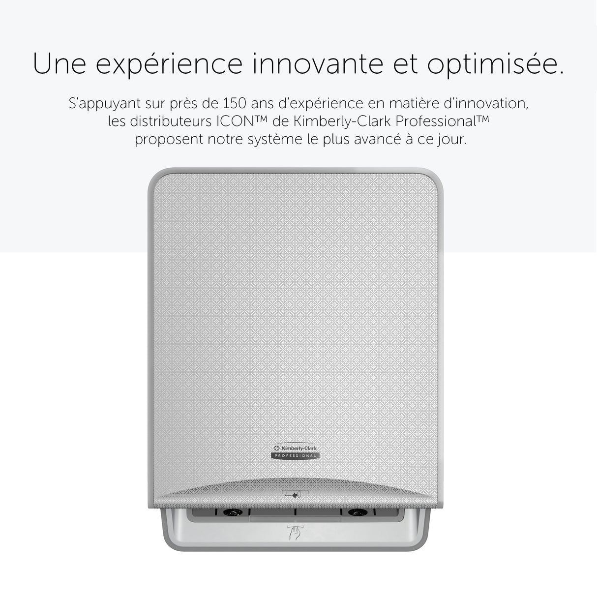 DISTRIBUTEUR D’ESSUIE-MAINS ROULEAUX À DÉCOUPE AUTOMATIQUE & OPTIQUE ICON™ GRIS MOSAÏQUE