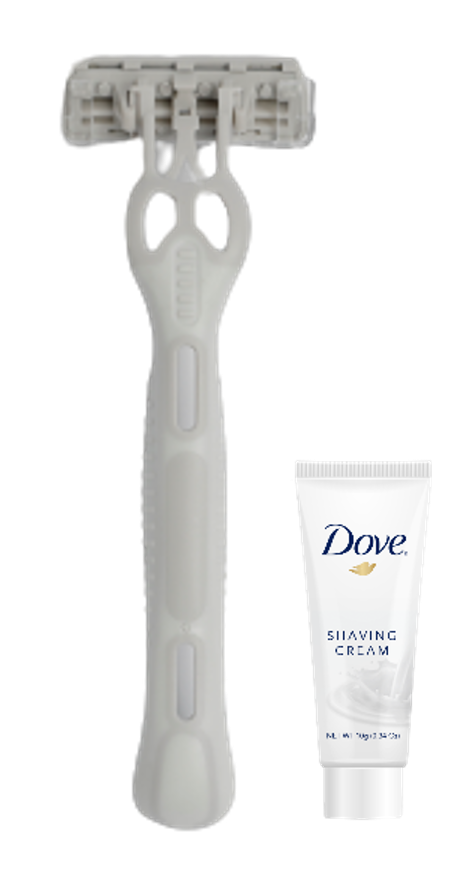 SET RASAGE RASOIR 3 LAMES CRÉME DE RASAGE DOVE 10ML X250