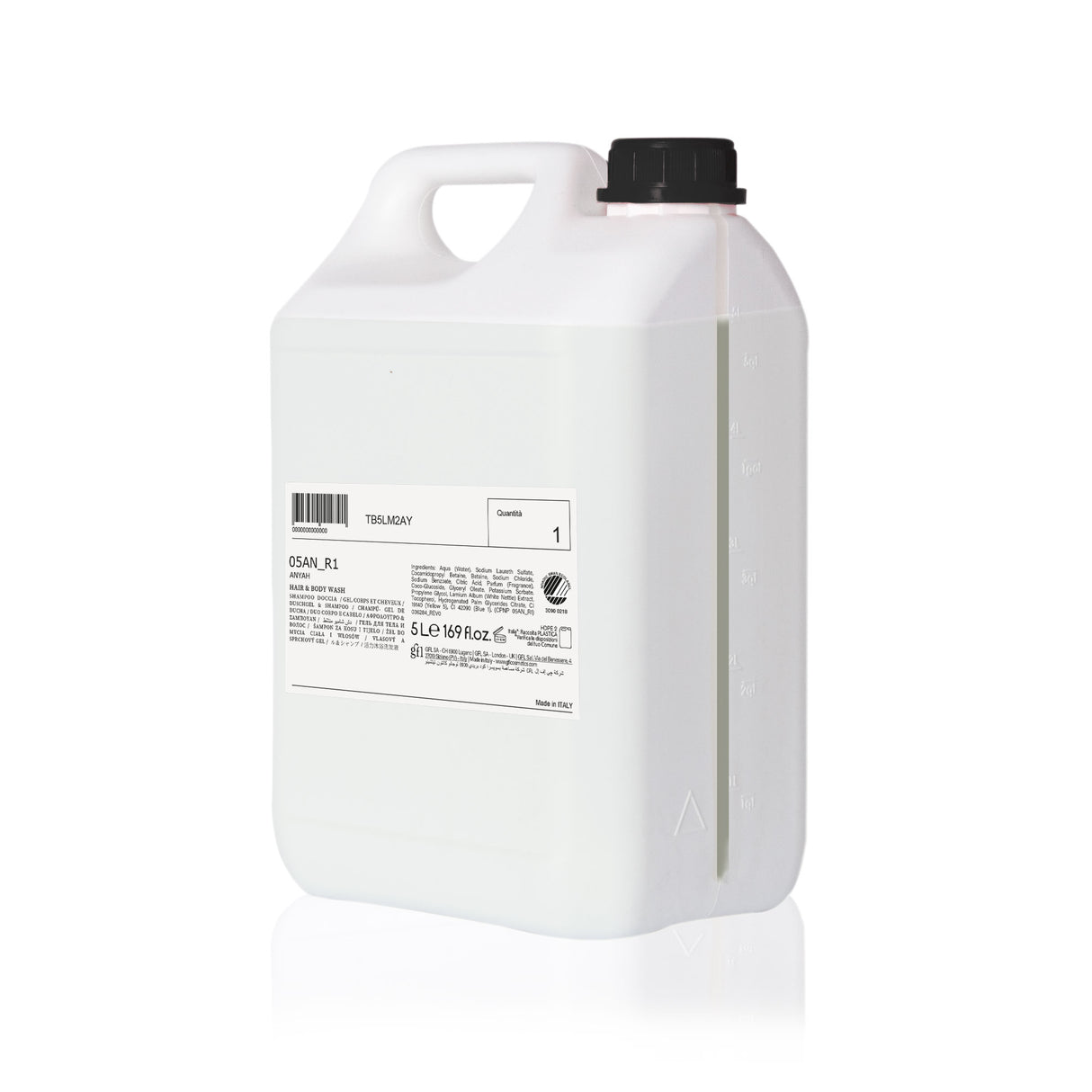 GEL CORPS & CHEVEUX ANYAH RECHARGE BIDON 5L
