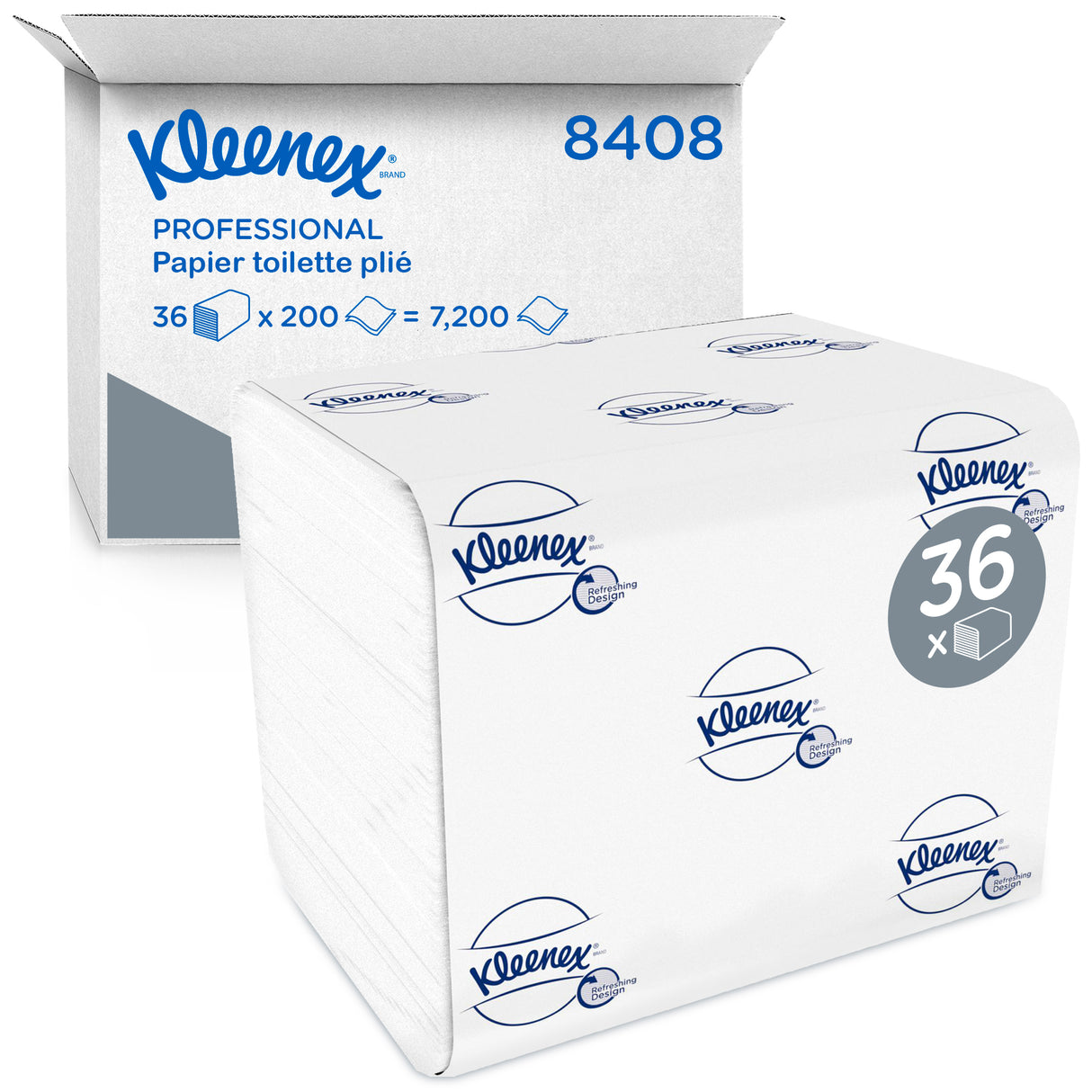 PAPIER TOILETTE PLIÉ KLEENEX®ULTRA BLANC 200 FORMATS 2 PLIS ECOLABEL X36