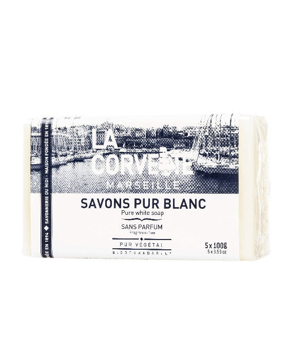 SAVON PUR BLANC LA CORVETTE MARSEILLE 100G X5