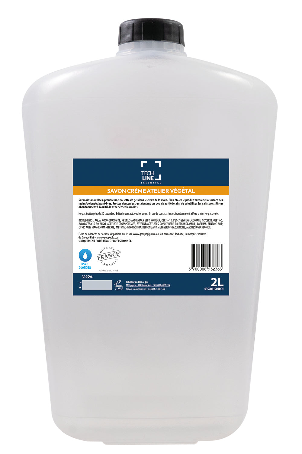 SAVON ATELIER CHARGES VÉGÉTALES TECHLINE CARTOUCHE 2L X6