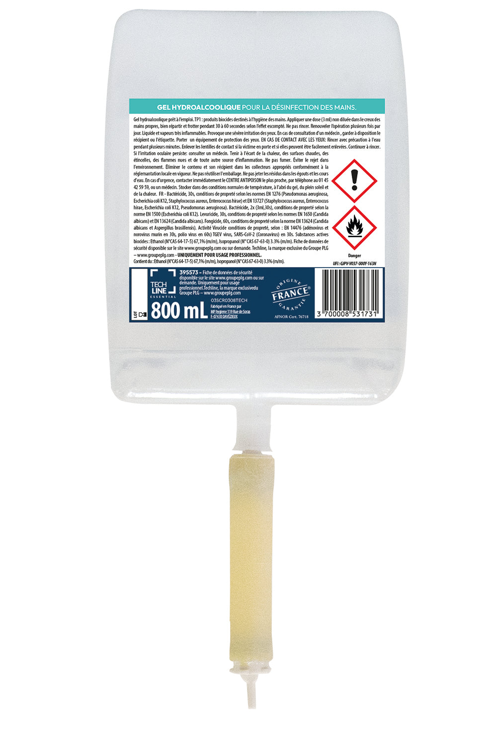 GEL HYDROALCOOLIQUE TECHLINE CARTOUCHE 800ML X6