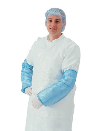 MANCHETTES LONGUES POLYETHYLÈNE 15µ 46CM BLEU X100