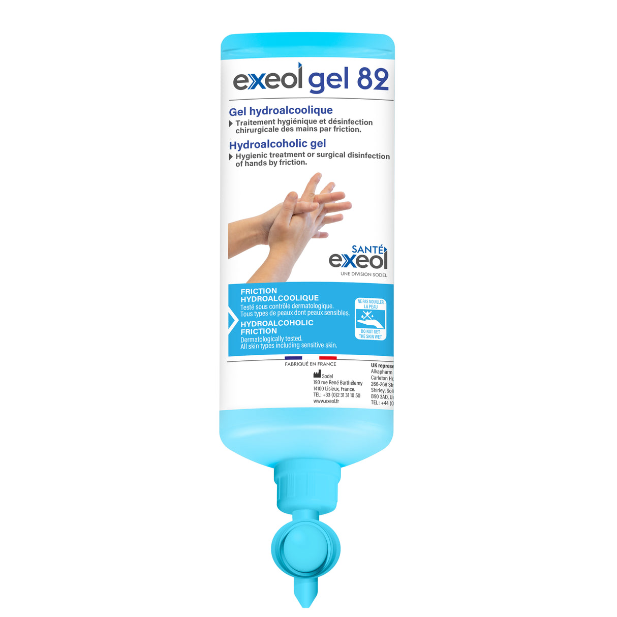 GEL HYDROALCOOLIQUE EXEOL GEL 82 CARTOUCHE 1L AIRLESS