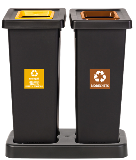 STATION DE TRI FIT 2X50L GRIS ANTHRACITE / JAUNE / BLEU