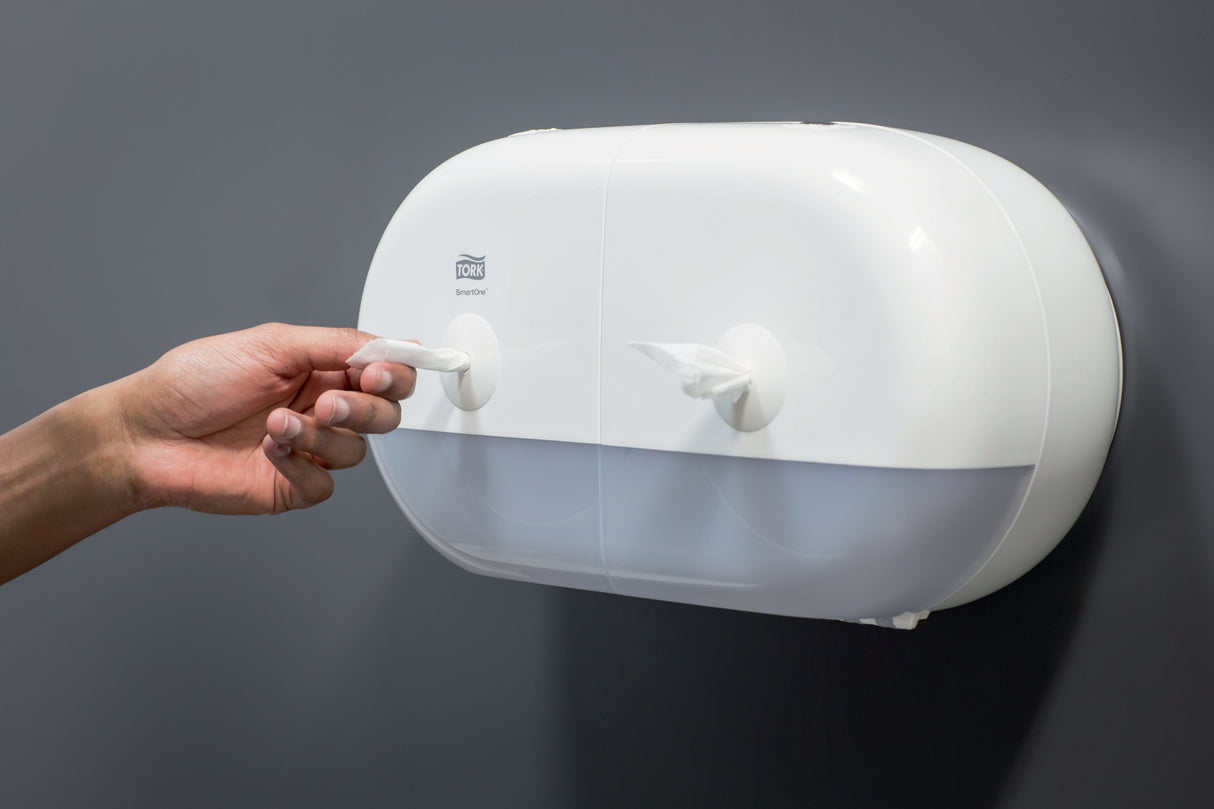 DISTRIBUTEUR DE PAPIER TOILETTE À DÉVIDAGE CENTRAL TORK SMARTONE® MINI DOUBLE T9 BLANC