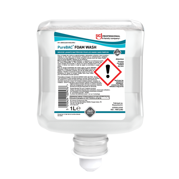 SAVON ANTIMICROBIEN MOUSSE PUREBAC® FOAM WASH CARTOUCHE 1L X6