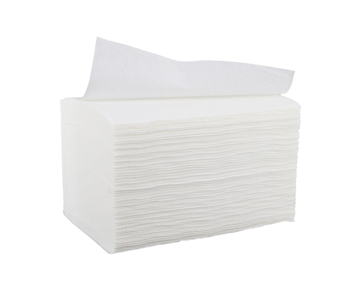 SERVIETTE 21,5X16CM OUATE TECHLINE 2 PLIS PLIAGE DÉCALÉ BLANC X4000